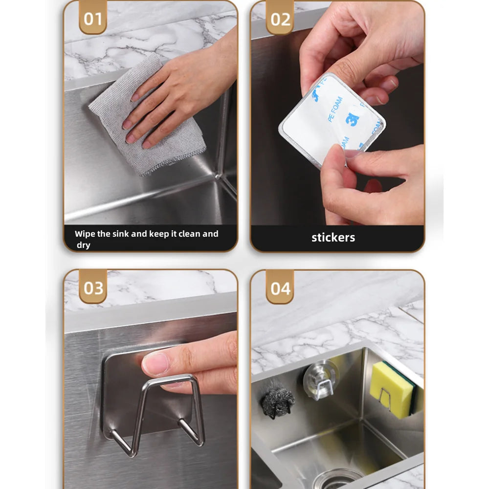 Stainless Steel Sink Sponges Holder Self Adhesive