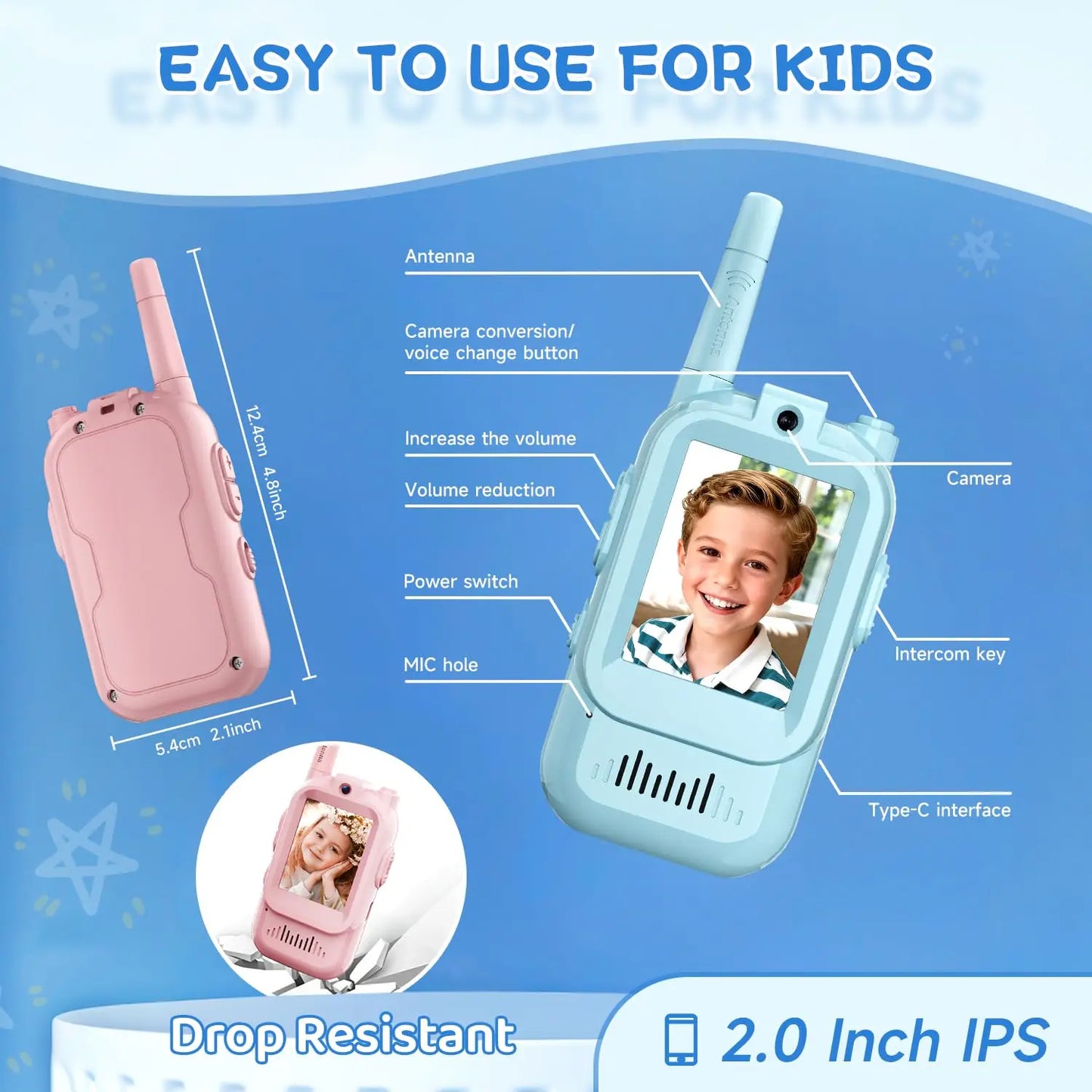 Rechargeable Video Walkie Talkies for Kids 2